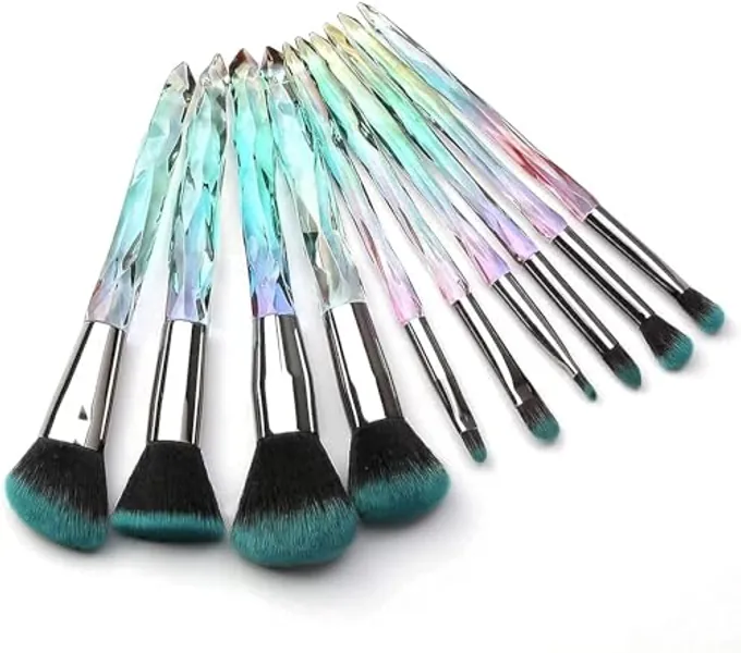 Kingtree Makeup Brushes Set, 10PCS Crystal Makeup Brushes Premium Synthetic Powder Foundation Concealer Eye Shadow Eyeliner Brush, Professional Face Eye Make Up Brushes for Girls Women