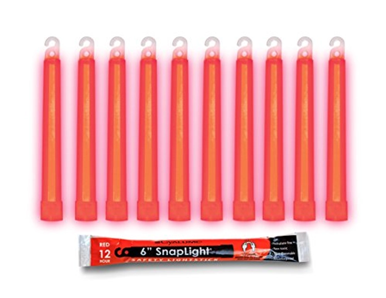 Cyalume - 9-08002 SnapLight Red Light Sticks – 6 Inch Industrial Grade, Ultra Bright Glow Sticks with 12 Hour Duration (Pack of 10)