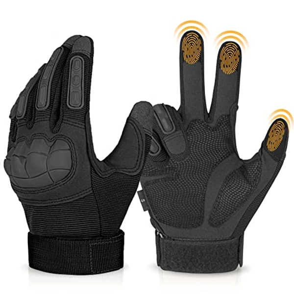 KUMGIM Tactical Gloves for Men Women, Airsoft Gloves Hunting Range Shooting Gloves with Touchscreen Black Tan for Outdoor Paintball Work Motorcycle Climbing Survival Training