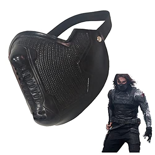 Winter Soldier Mask Bucky Barnes James Buchanan Superhero Latex Cosplay Halloween Prop Costume Accessory Black, One Size