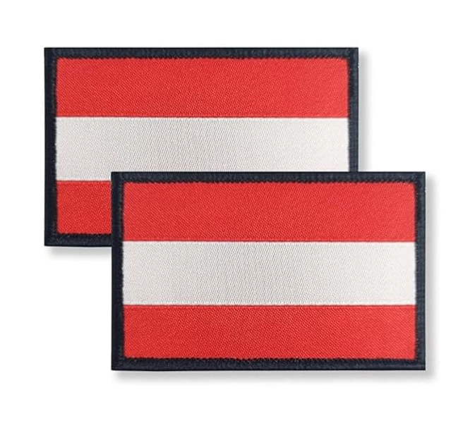 Overdecor Austria Austrian Flag Patch Tactical Military Patches - Hook and Loop Fastener, 2 Pack