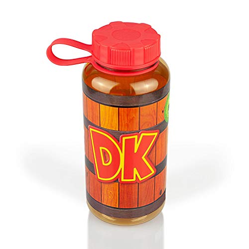 JUST FUNKY EXCLUSIVE Donkey Kong Water Bottle | Designed to Look Like DK's Barrel | 24 Oz.