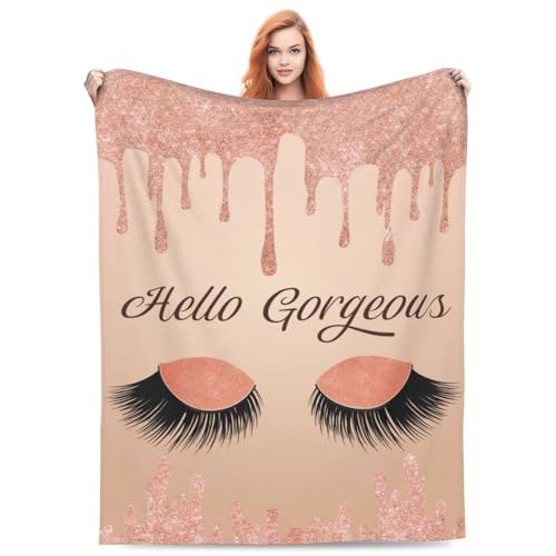 Lash Blanket - Lash Room Decor Soft Cozy Warm Flannel Pink Throw Blankets, Lashes Blanket for Clients, Women, Girls, Esthetician Gifts, Eyelash Blanket 60"x50" - 60"x50" - Hello Gorgeous