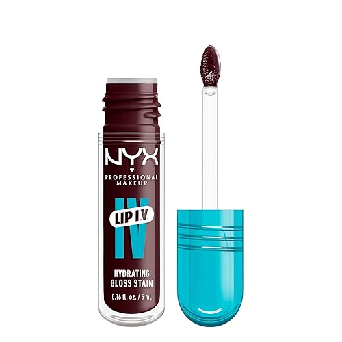 NYX PROFESSIONAL MAKEUP Lip IV Hydrating Glossy Lip Stain with 12HR Hydration - Mauve N Moist (Purple) - 14 Mauve N Moist - 0.16 Fl Oz (Pack of 1)