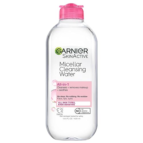 Garnier Micellar Water, Hydrating Facial Cleanser & Makeup Remover, Suitable for Sensitive Skin, Vegan, Cruelty Free, 13.5 Fl Oz (400mL), 1 Count - 13.5 Fl Oz (Pack of 1)