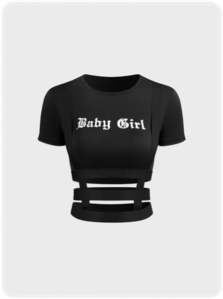 Street Black Cut out Top T-Shirt