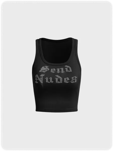 Street White Blingbling Letter Top Tank Top & Cami