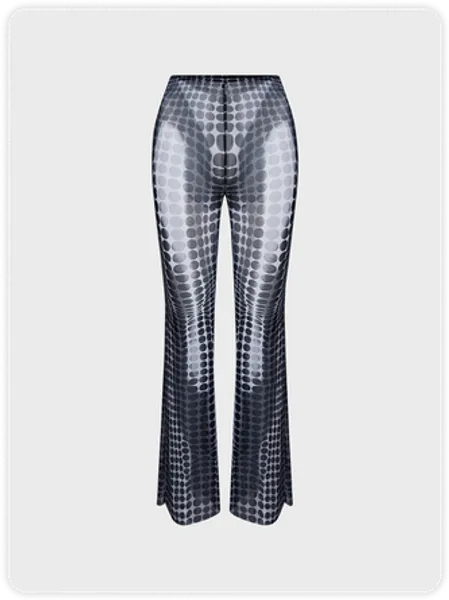 Edgy Black Body print Mesh Bottom Pants