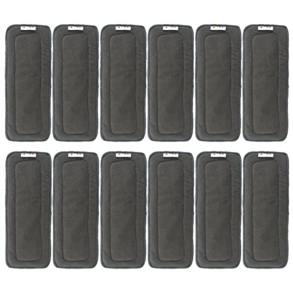 AlVABABY 12pcs Charcoal Bamboo Inserts Cloth Diaper Liner, 5-Layer Inserts,Rayon Reusable Liners for Baby Cloth Diapers12ZTN