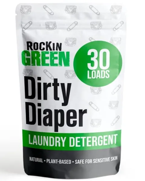 Rockin' Green Laundry Detergent, Plant based, All Natural Laundry Detergent Powder, Vegan and Biodegradable Odor Fighter, Safe for Sensitive Skin (Baby Cloth Diaper 90 Loads -Unscented)
