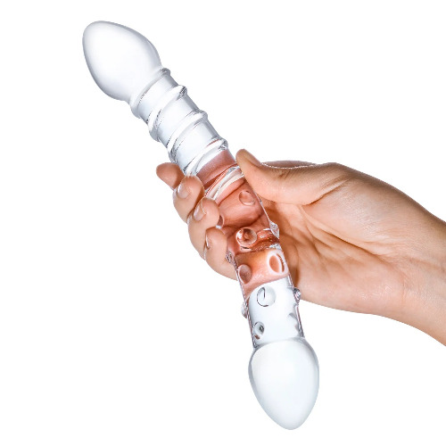 Double Trouble Glass Dildo - Clear