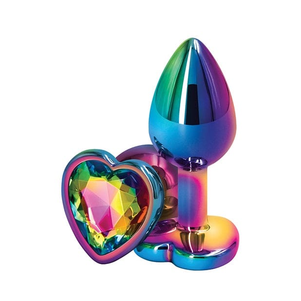 Rear Assets Multicolor Heart Butt Plug - Small / Rainbow