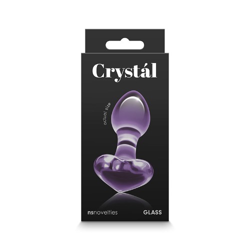 Crystal Heart Glass Anal Plug - Purple