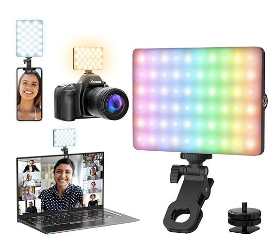 Youlisn RGB Selfie Light for Phone, 90 LED Phone Light with 360° Full Color CRI 95+ Dimmable 2500K-8500K, 3000mAh Video Light for Phone iPad, Laptop, Makeup, TikTok, Selfie, Vlog, Video Conference - LED-90