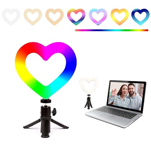 RGB Ring Light for Desk,Desktop Ring Ligh 6inch 8.2" Tall 47 Color Modes,Light Ring for Computer/Heart Ring Light/Zoom Lighting/Webcam/Remote Working/Self Broadcasting and Live Streaming - 6inch