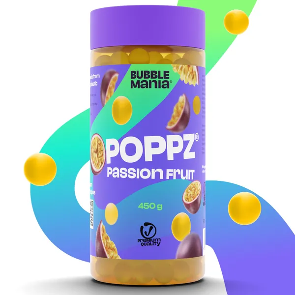 Popping Boba Fruktpärlor för Bubble Tea - Fruktsprängande Tapiokapärlor av Bubble Mania | 450 g (Passionsfrukt)