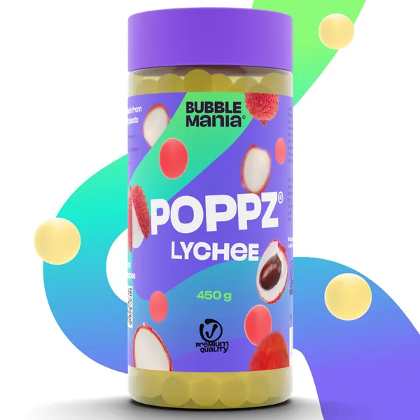 Popping Boba Fruktpärlor för Bubble Tea - Fruktsprängande Tapiokapärlor av Bubble Mania | 450 g (Litchi)