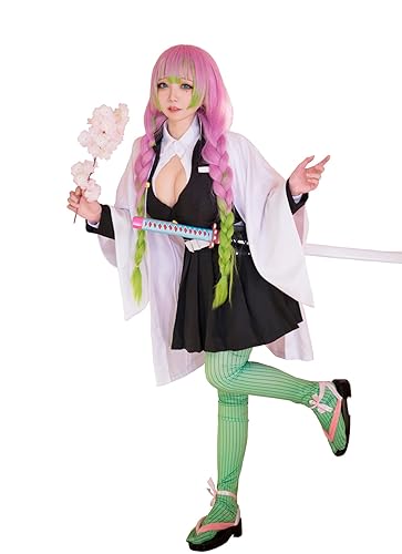 Rarashik Anime Cosplay Costume TKanroji Mitsuri Anime Cosplay Outfit Halloween Kimono Cloth - XX-Large - Mitsuri