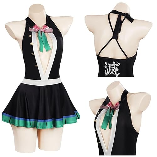 TANSHOW Demon Slayer Women One Piece Swimsuit High Waist Bikini V Neck Bathing Suits 2 Piece Swimsuits - 3X-Large - Mitsuri