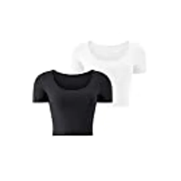 KLOTHO Lightweight Crop Tops Slim Fit Stretchy Workout Shirts for Women