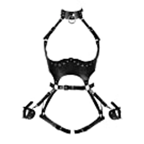 Waist Garter belt Punk Full body harness for women Photography Dance Rock Halloween Leather cage Chest strap set
