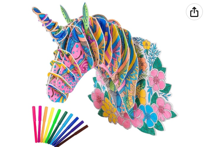 Hautton 3D Coloring Puzzle, Creative DIY Painting Puzzle Set Toy with 10 Colouring Pens, Fun Arts Crafts Kids Age 3-12 -Unicorn : Amazon.com.au: Toys & Games