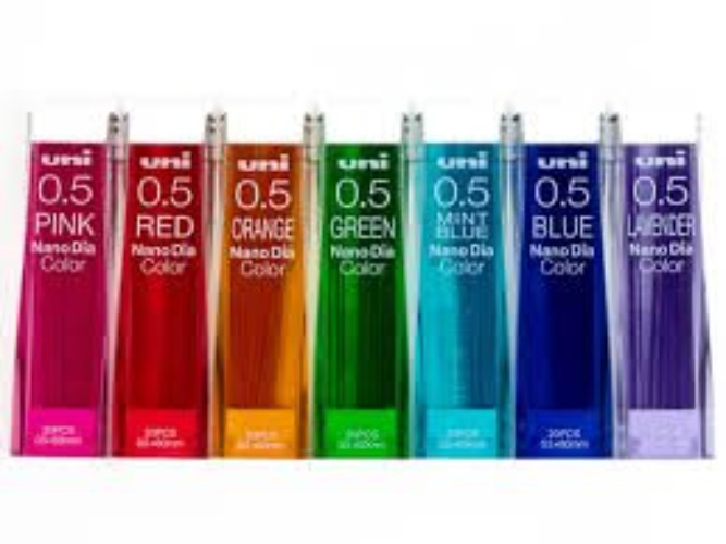 Uni NanoDia Color Mechanical Pencil Leads 0.5mm 7 Color Set, 7 Pack/total 140 Leads - 