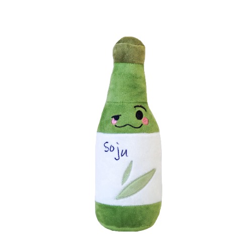 Korean Soju Bottle Plush Toy 10 inches Soft Cute Design for Gift Party Alcohol Beer Wine Lover - 