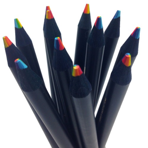 Black Wood Rainbow Colored Pencils - Write and Draw in 7 Brilliant Colors - 