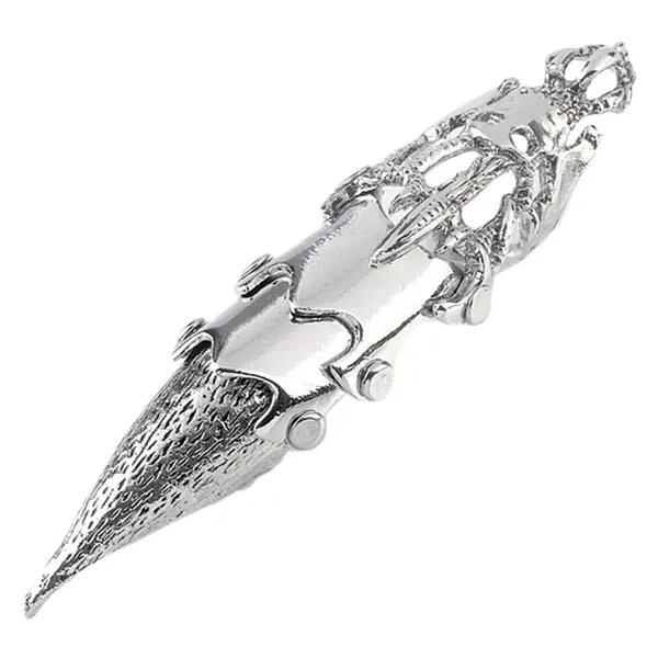 Jovivi Gothic Punk Men's Full Finger Double Loop Ring Joint Armor Ring Silver Women Rings Jewellery,4pcs