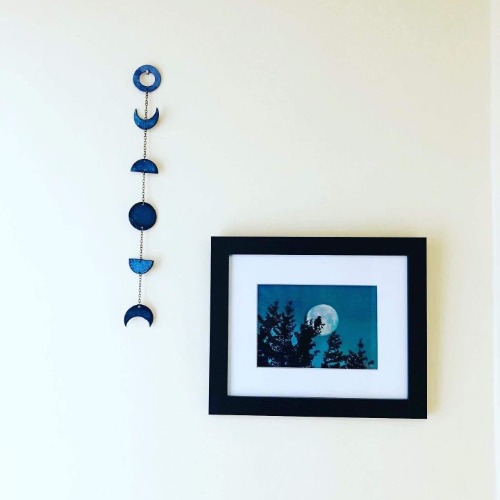 Small Blue Moon Phase Wall Hanging - Blue