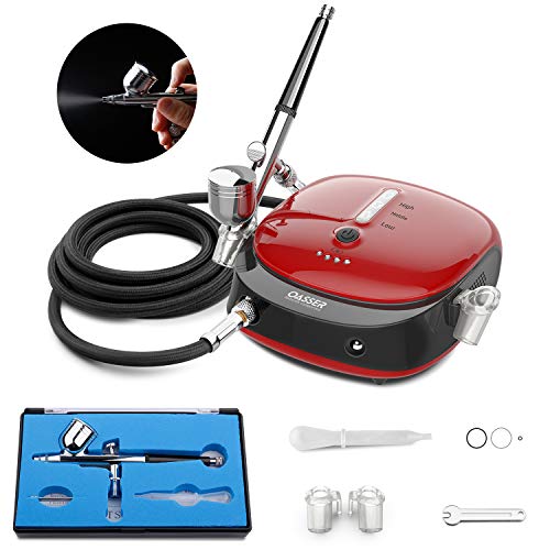 Oasser Airbrush Set Kompressor Dual Action 3 Modi wiederaufladbarer 1000mAh Akku 0,3mm Düse 7CC Tasse Airbrush Pistole für Modell, Kuchen, Kosmetik, Lackierung