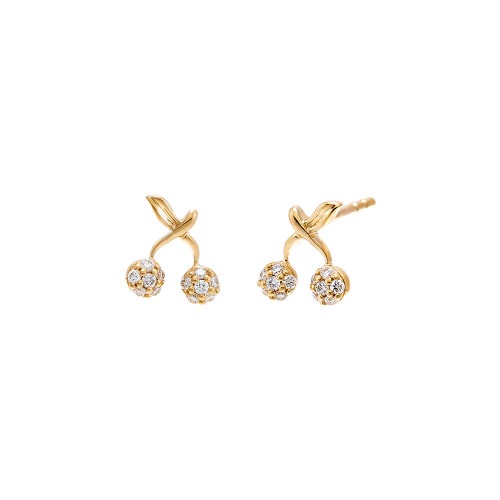 Diamond Pave Cherry Stud Earring 14K - 14K Gold