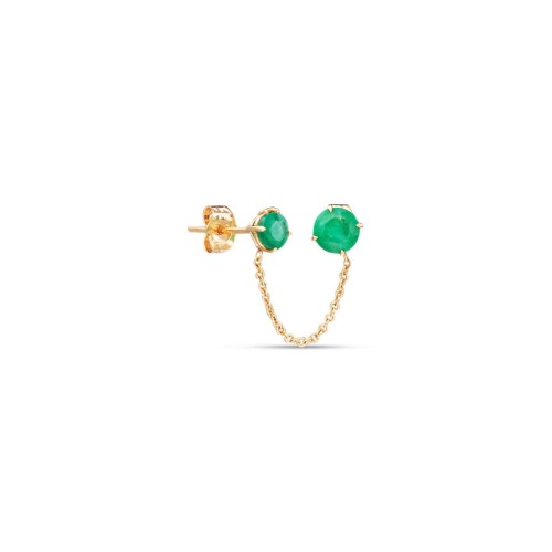 Earrings With Connecting Chain - 14K Yellow Gold / Half Pair