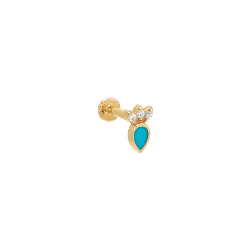 Piercing Turquoise x Diamond Multi-Shape Stud Earring 14K - 14K Gold / 8 MM