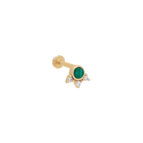 Piercing Malachite x Diamond Spike Stud Earring 14K - 14K Gold / 8 MM