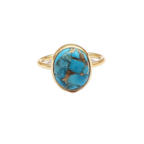 The World Ring/18k Yellow Gold Vermeil in Copper Turquoise - Small (US 6)
