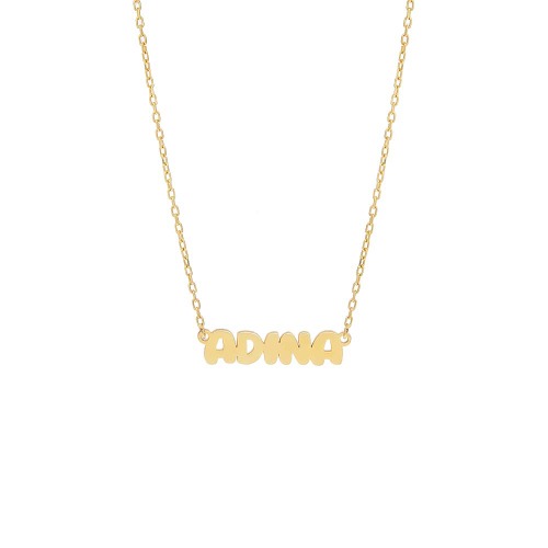 Flat Bubble Name Necklace - Gold