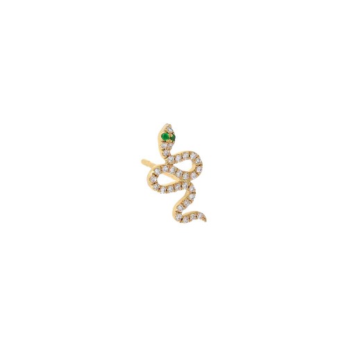 Diamond Pavé Snake Stud Earring 14K - 14K Gold / Single