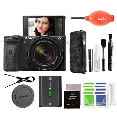 Sony a6600 Mirrorless Digital Camera Bundle with 18-135mm Zoom Lens and Pixel Advanced Accessories | Sony Alpha 6600, ILCE6600M/B - w/18-135mm + Extra Kit