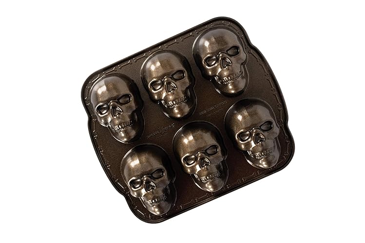 Nordic Ware Halloween Bakeware, Haunted Skull Cakelet Pan, Bronze - Haunted Skull Cakelet Pan