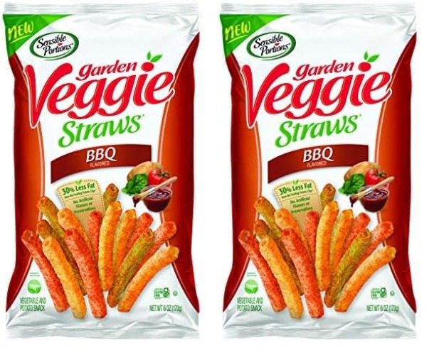 Sensible Portions Garden Veggie Straws, BBQ, 6 Oz (Pack of 2) - Barbecue - 6 Ounce (Pack of 2)
