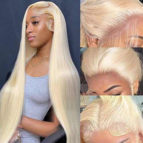 Alididi 613 Lace Front Wigs Human Hair Blonde Wig Human Hair 30Inch 13x4 Straight Lace Frontal Wig Human Hair Pre Plucked With Baby Hair HD Lace Front Wigs Human Hair For Women - 30 Inch - 13x4 Blonde Straight Lace Front Wig