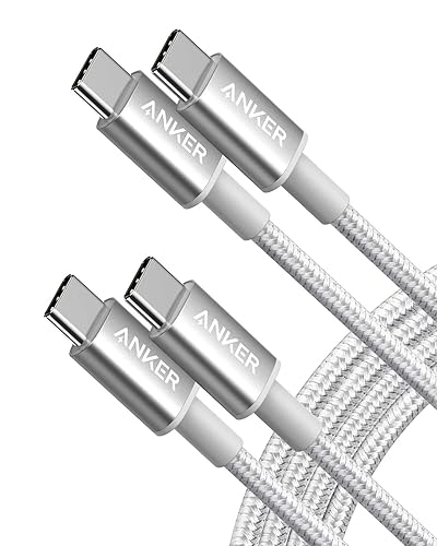 Anker USB C to USB C Cable, Type C 60W Fast Charging Cable (6FT, 2Pack) for iPhone 16 Series, iPad Mini 6 and More (USB 2.0, Silver) - 6FT*2 - Silver - 2