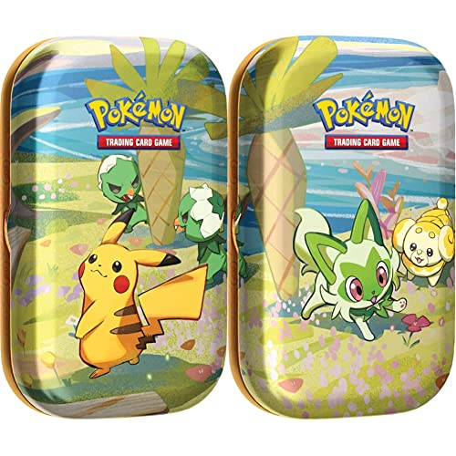 Pokémon TCG: Paldea Friends Mini Tins—Pikachu (2 Booster Packs, 1 Art Card & 1 Sticker Sheet) & TCG: Paldea Friends Mini Tins—Sprigatito (2 Booster Packs, 1 Art Card & 1 Sticker Sheet)