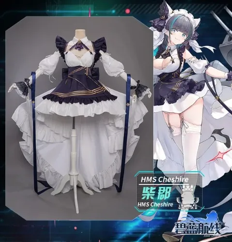 98.97zł 27% OFF|Cocos s gra Azur Lane Cheshire przebranie na karnawał gra Cos Azur Lane Cosplay Royal Navy Cheshire kostium i peruka do Cosplay| |   - AliExpress