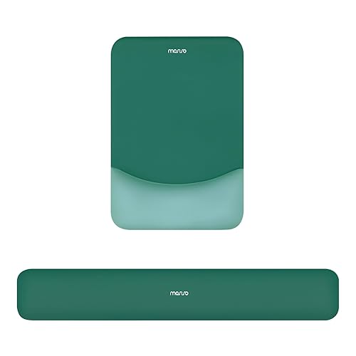 MOSISO Wrist Rest Support for Mouse Pad&Keyboard Set, Rectangular Ergonomic Mousepad Non-Slip Base Home/Office Pain Relief&Easy Typing Pad with Neoprene Cloth&Raised Curved Memory Foam, Peacock Green - Peacock Green