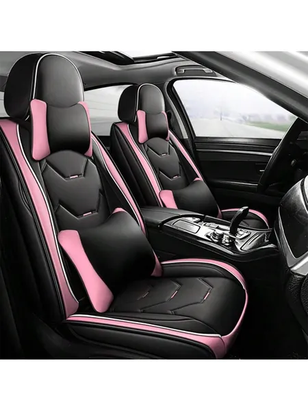 Universal Car Seat Covers Leather Front Back 5 Seats Full Set Automotive Seat Protector Replacement
