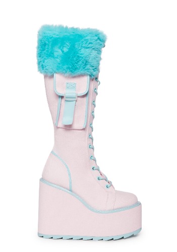 Detention Platform Boots - Blue Fur | PINK / US 9