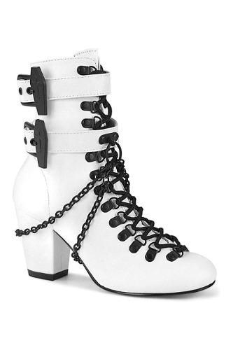 VIVIKA-128 Ankle Boot | White Faux Leather | White / 9 / Faux Leather